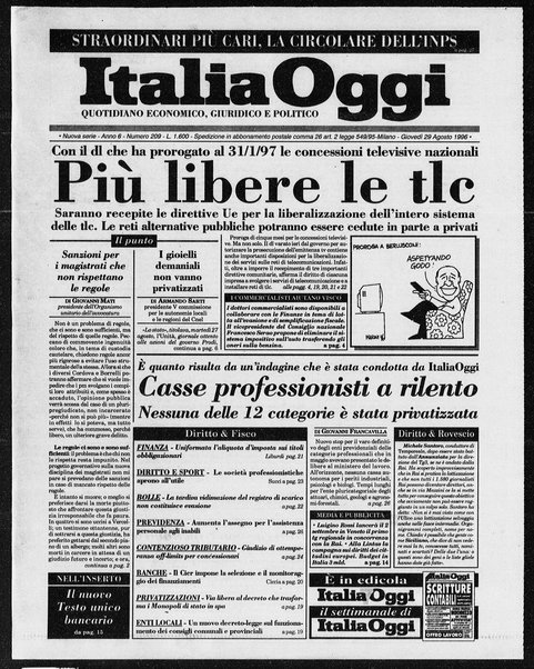 Italia oggi : quotidiano di economia finanza e politica